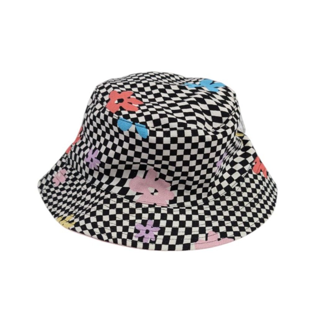 Teens Claire’s Summer Bucket Hat | Black and White Checkered Floral NWT Y2K 90s